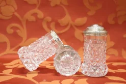 Hot Pamono Crystal Salt and Pepper Shakers, 1930s, Set of 3