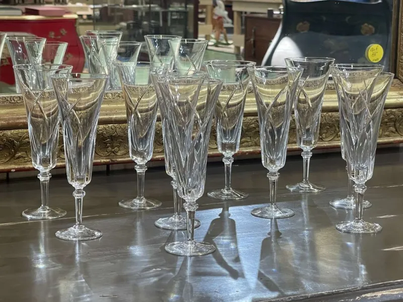 Pamono Crystal Wine Glasses of Sèvres Niagara Model, 1950s, Set of 11> Glassware