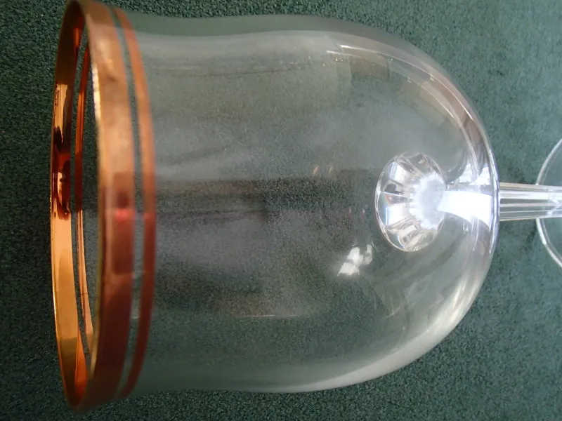 Pamono Crystal Wine Glasses with Gold Rim, 1960s, Set of 6> Glassware