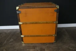 Pamono Cubic Hat Trunk in Orange Canvas from Moynat, 1920s><noscript><img width=