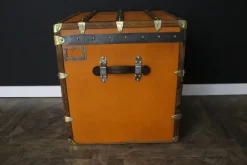 Pamono Cubic Hat Trunk in Orange Canvas from Moynat, 1920s><noscript><img width=