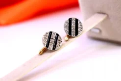 Pamono Cufflinks in Gold and Brilliant-Cut Diamonds, Set of 2> Cufflinks