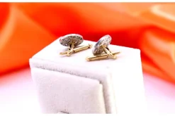 Pamono Cufflinks in Gold and Brilliant-Cut Diamonds, Set of 2> Cufflinks