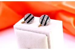 Pamono Cufflinks in Gold and Brilliant-Cut Diamonds, Set of 2><noscript><img width=