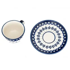 Sale Pamono Cups with Saucers in Bunzlauer Ceramic from Zakłady Ceramiczne Bolesławiec, Set of 4