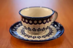 Sale Pamono Cups with Saucers in Bunzlauer Ceramic from Zakłady Ceramiczne Bolesławiec, Set of 4