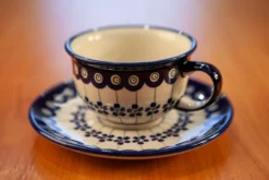 Sale Pamono Cups with Saucers in Bunzlauer Ceramic from Zakłady Ceramiczne Bolesławiec, Set of 4