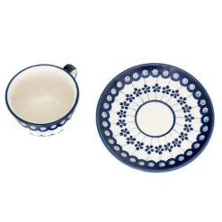 Sale Pamono Cups with Saucers in Bunzlauer Ceramic from Zakłady Ceramiczne Bolesławiec, Set of 4
