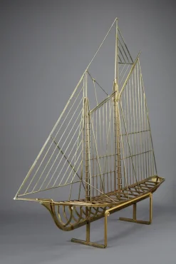 Pamono Curtis Jere, Sailboat Sculpture, 1976, Brass><noscript><img width=