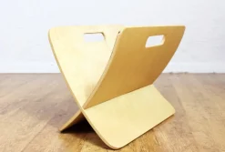 Pamono Curved Plywood Magazine Rack, 1980s><noscript><img width=