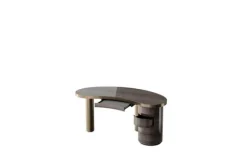 Best Pamono Curved Shape Top Gold Bronze Desk with Metal Frame by Ultramobili