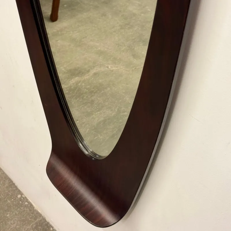 New Pamono Curved Wood Mirror by Campo E Graffi, 1950s