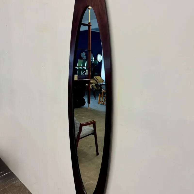 New Pamono Curved Wood Mirror by Campo E Graffi, 1950s