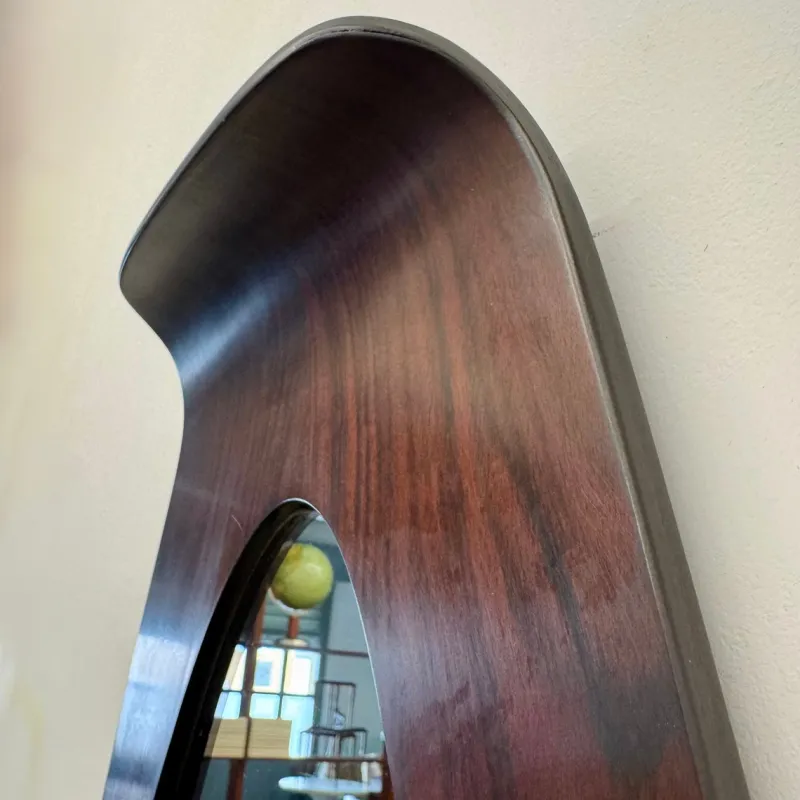New Pamono Curved Wood Mirror by Campo E Graffi, 1950s
