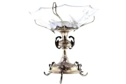 Pamono Cut Glass Fruit Bowl with Silver Structure> Bowls