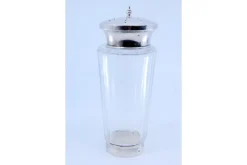Pamono Cut Glass Salt Shaker with Silver Mushroom-Shaped Lid><noscript><img width=