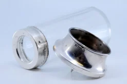Pamono Cut Glass Salt Shaker with Silver Mushroom-Shaped Lid><noscript><img width=