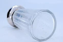 Pamono Cut Glass Salt Shaker with Silver Mushroom-Shaped Lid><noscript><img width=