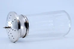 Pamono Cut Glass Salt Shaker with Silver Mushroom-Shaped Lid><noscript><img width=