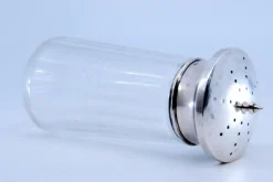 Pamono Cut Glass Salt Shaker with Silver Mushroom-Shaped Lid><noscript><img width=