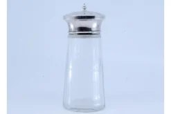 Pamono Cut Glass Salt Shaker with Silver Mushroom-Shaped Lid><noscript><img width=