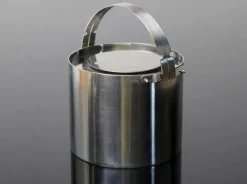Best Pamono Cylinda Stainless Steel Ice Bucket with Tongs by Arne Jacobsen for Stelton, 1970s, Set of 2