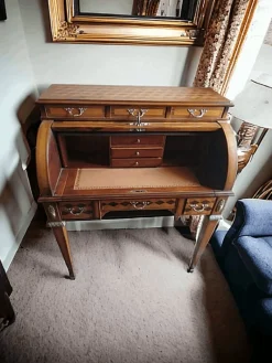 Pamono Cylinder Secretaire with Bronze Inlays and Friezes><noscript><img width=