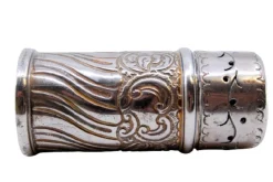 Pamono Cylindrical Silver Salt Shaker with Shells and Scrolls> Salt & Pepper Shakers