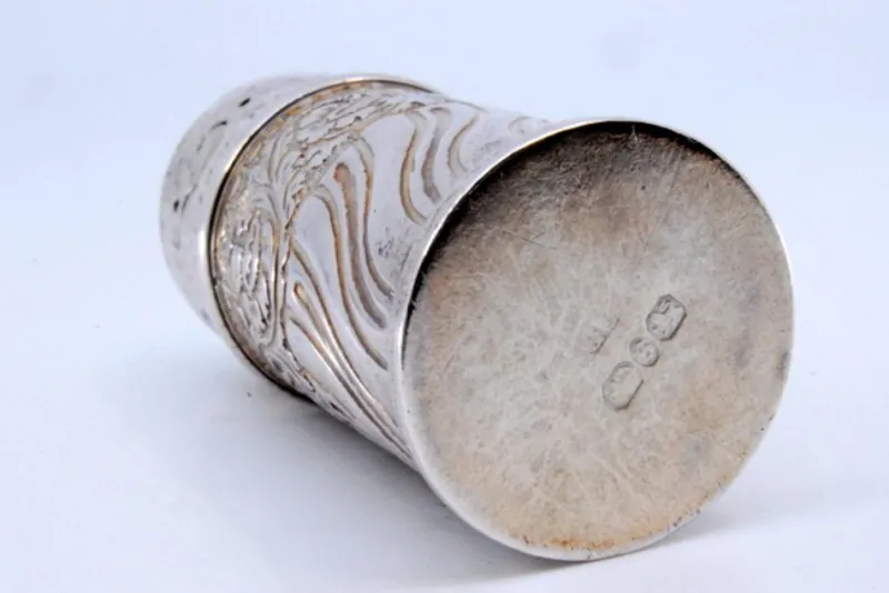 Pamono Cylindrical Silver Salt Shaker with Shells and Scrolls> Salt & Pepper Shakers