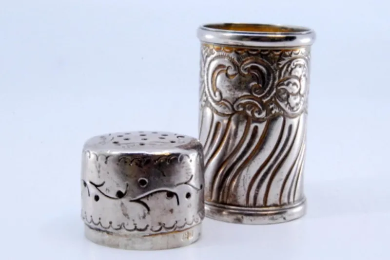 Pamono Cylindrical Silver Salt Shaker with Shells and Scrolls> Salt & Pepper Shakers