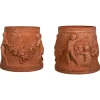 Pamono Cylindrical Terracotta Impruneta Planters with Putti, Late 20th Century, Set of 2> Planters And Jardiniere