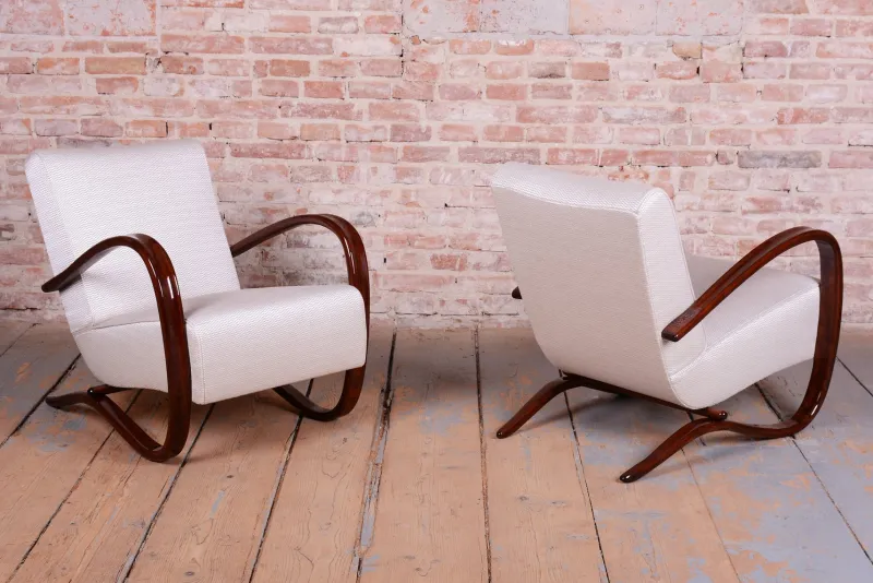 Pamono Czech Art Deco Armchairs attributed to J. Halabala for Up Závody, 1930s, Set of 2> Lounge Chairs & Armchairs