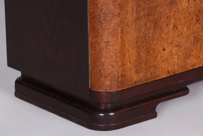 Pamono Czech Art Deco Cabinet in Oak, Maple and Glass, 1930s> Cabinets & Wardrobes