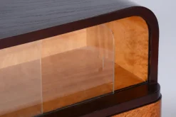 Pamono Czech Art Deco Cabinet in Oak, Maple and Glass, 1930s><noscript><img width=