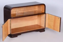 Pamono Czech Art Deco Cabinet in Oak, Maple and Glass, 1930s><noscript><img width=