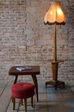 Pamono Czech Art Deco Walnut Floor Lamp, 1920s><noscript><img width=