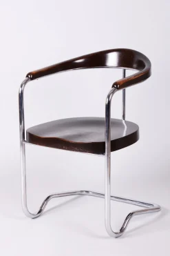 Pamono Czech Bauhaus Beech Armchair attributed to Ladislav Žák for H. Gottwald, 1930s> Side Chairs & Dining Chairs