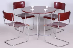 Outlet Pamono Czech Bauhaus Chrome Dining Table and Chairs attributed to Hynek Gottwald, 1930s, Set of 5