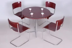 Outlet Pamono Czech Bauhaus Chrome Dining Table and Chairs attributed to Hynek Gottwald, 1930s, Set of 5