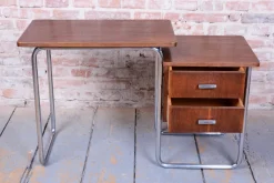 Pamono Czech Bauhaus Writing Desk in Oak and Chrome attributed to Robert Slezák, 1930s> Desks