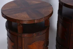 Pamono Czech Cubist Bedside Tables in Oak and Walnut, Polished, 1910s, Set of 2><noscript><img width=