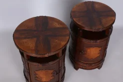 Pamono Czech Cubist Bedside Tables in Oak and Walnut, Polished, 1910s, Set of 2><noscript><img width=