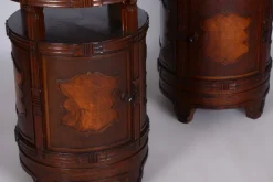 Pamono Czech Cubist Bedside Tables in Oak and Walnut, Polished, 1910s, Set of 2><noscript><img width=