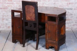 Pamono Czech Cubistic Writing Desk in Oak and Walnut, 1910s><noscript><img width=