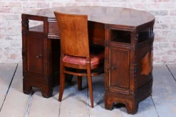 Pamono Czech Cubistic Writing Desk in Oak and Walnut, 1910s><noscript><img width=