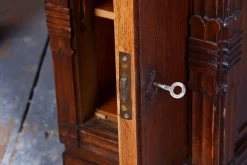 Pamono Czech Cubistic Writing Desk in Oak and Walnut, 1910s><noscript><img width=