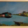 Pamono D'Accardi, River Landscape, 20th Century, Oil Painting on Panel, Framed