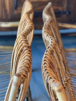Pamono Dal Vera Bamboo and Rattan Sofa and Armchairs, 1970, Set of 3> Garden Seating