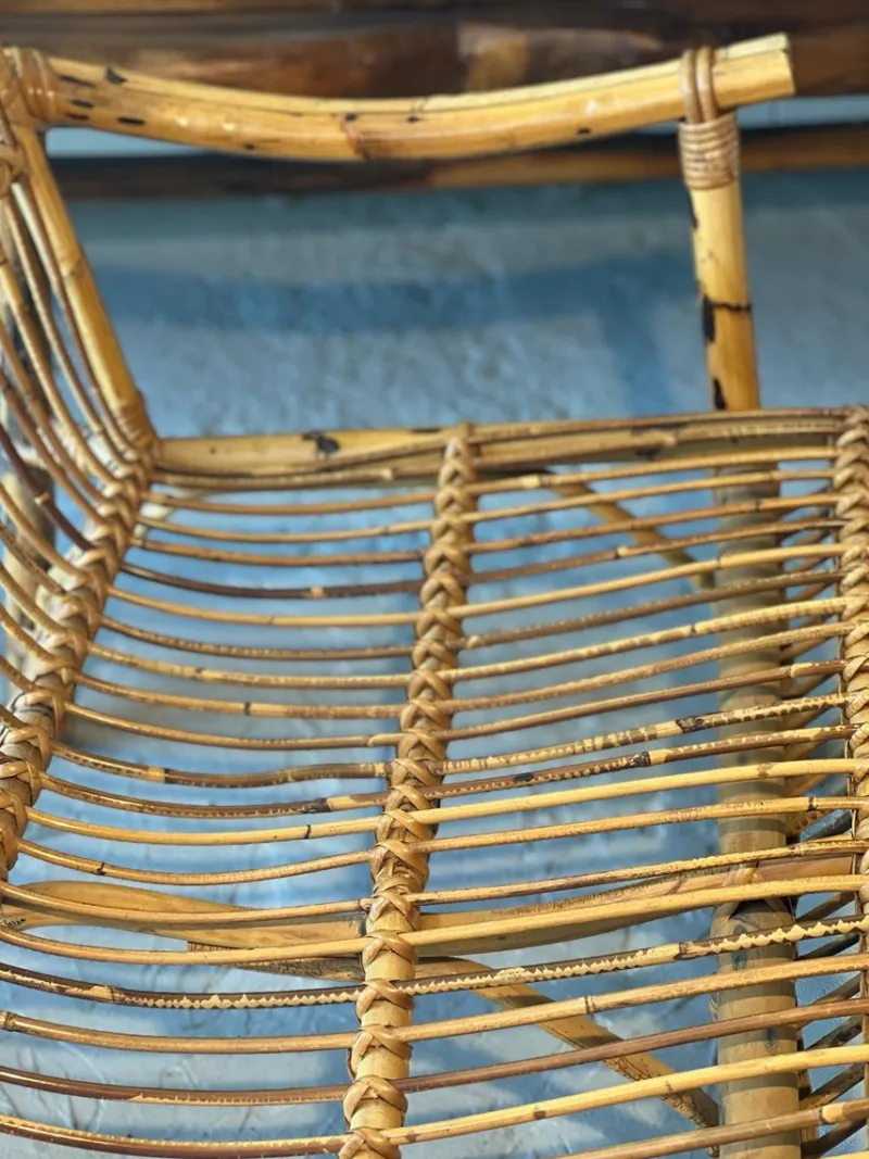 Pamono Dal Vera Bamboo and Rattan Sofa and Armchairs, 1970, Set of 3> Garden Seating