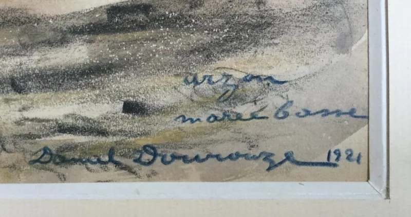 New Pamono Daniel Dourouze, Arzon at Low Tide, 1921, Watercolour and Charcoal